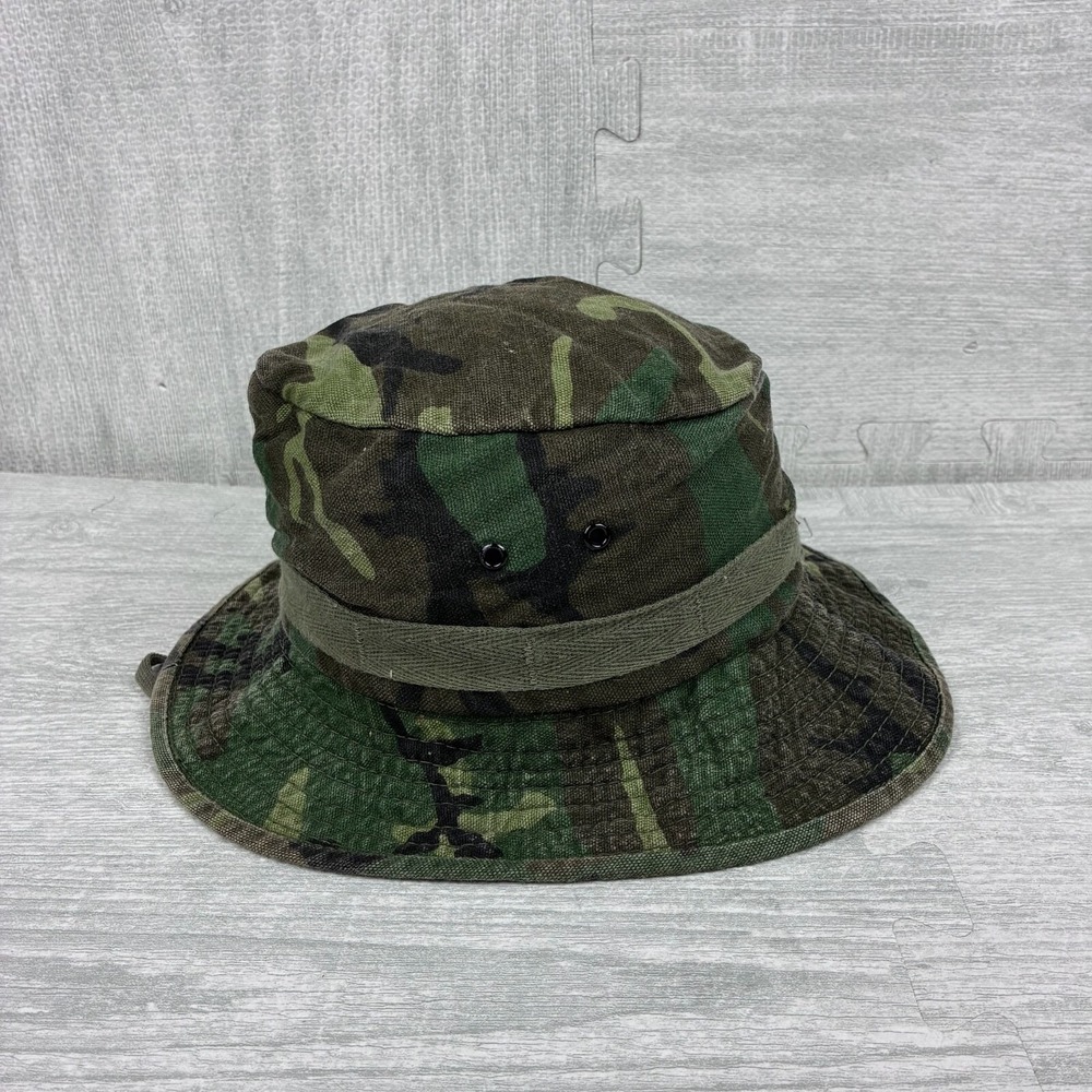 Vintage US Military Bucket Hat‎ Cap Woodland Camouflage Army Boonie Hat